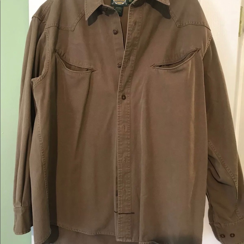 Mens Brown Cabela’s Button Down Denim Long Sleeve Jacket Size Large Regular